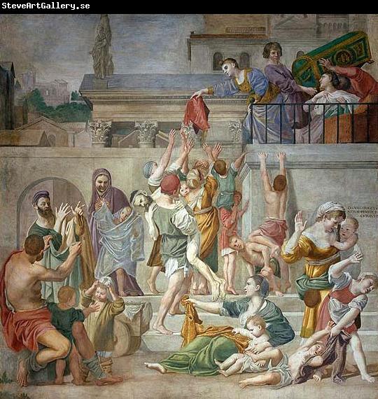 Domenico Zampieri St. Cecilia Distributing Alms, fresco,